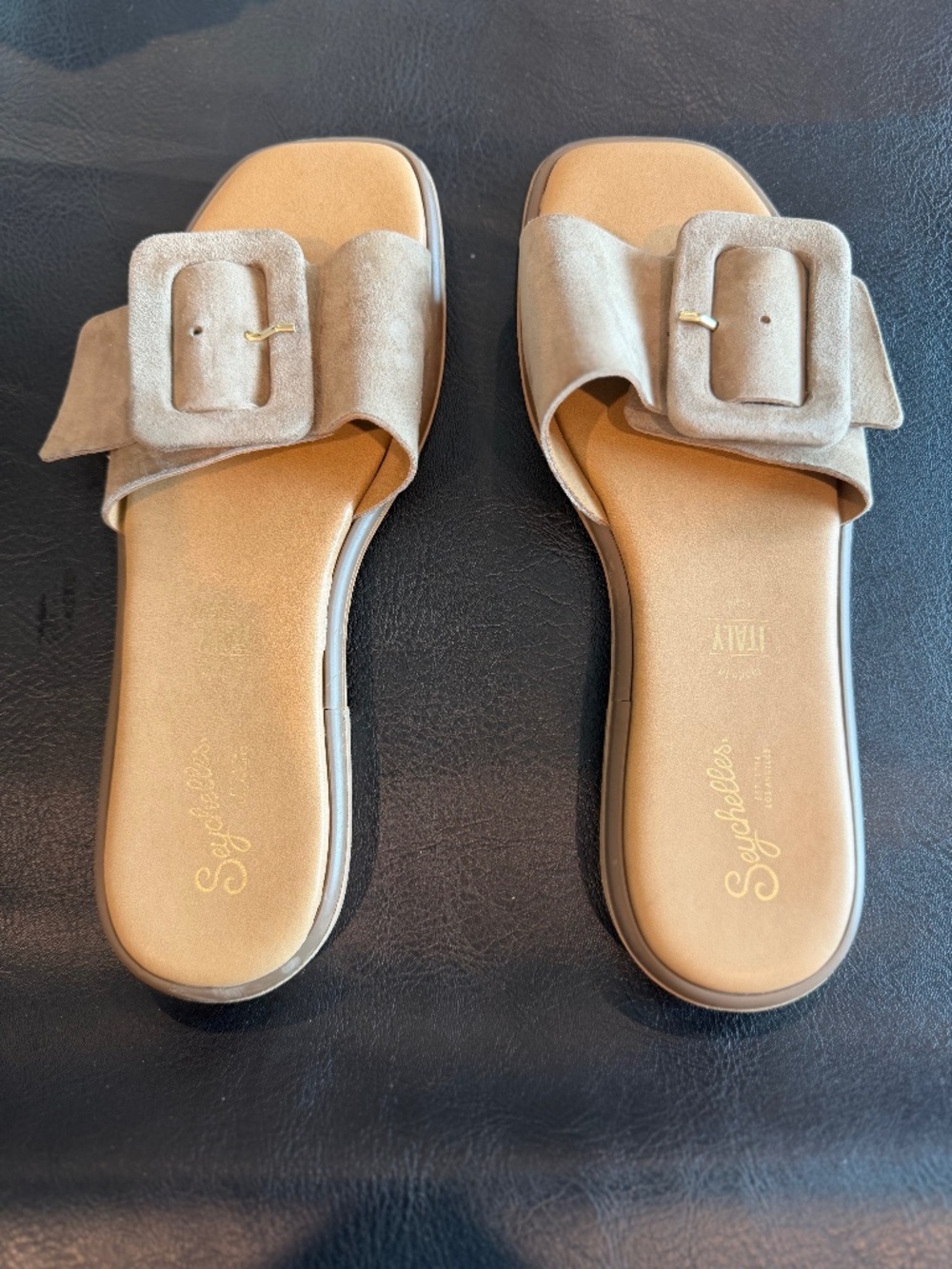 Seychelles Manhattan Slide Sandals Taupe Brown Suede Leather 8 1/2 M
